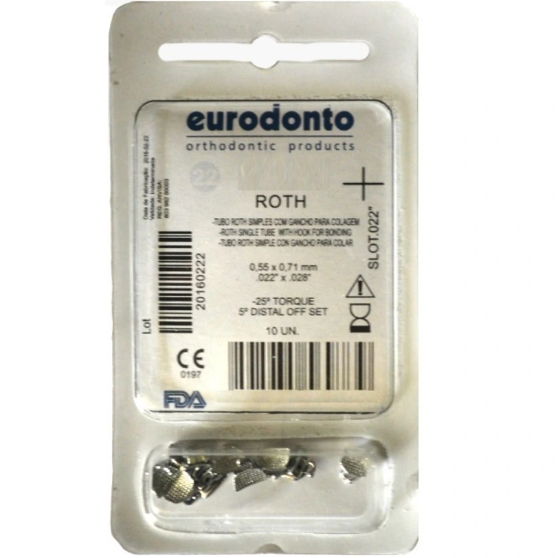 Tubo Simple para Cementar Roth 1º Molar, Blister x 10 u. Eurodonto