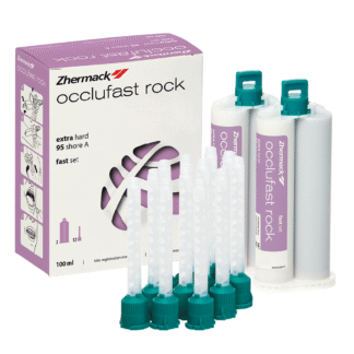 Silicona para registro de mordida OCCLUFAST ROCK, 2 cartuchos x 50ml. + 12 pm. Zhermack
